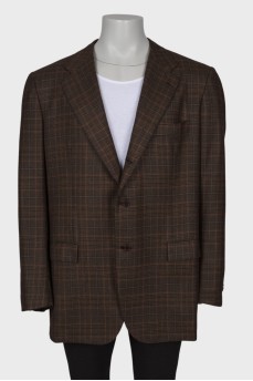 Checked cashmere jacket for men