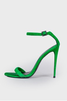 Suede green stiletto sandals