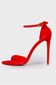 Red suede leather sandals