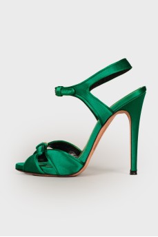 Textile green stiletto sandals