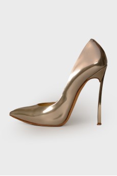Golden stiletto heels shoes