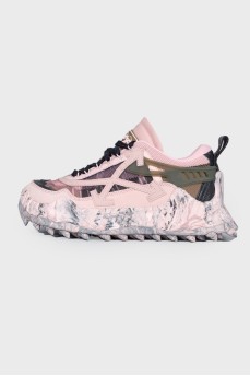 Pink chunky sole sneakers with tag