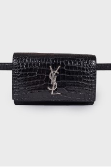 Classic Monogram Clutch Crocodile Embossed Leather Belt Bag