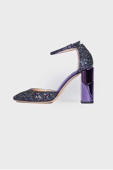 Purple glitter sandals