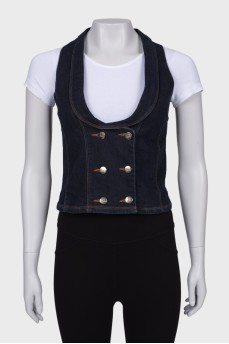 Denim double-breasted vest