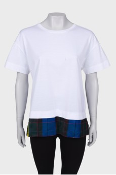 Combination T-shirt with plaid hem
