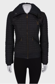 Quilted jacket with leather inserts