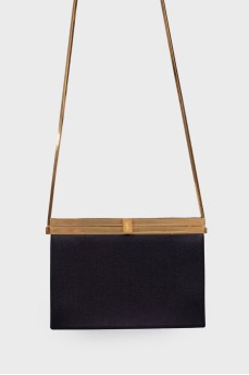 Rectangular bag with gold strap