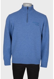 Men\'s wool blue turtleneck sweater