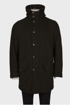 Men's hooded wool jacket
