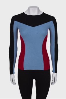 Three-color slim fit sweater