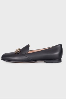 Black leather ballerina shoes