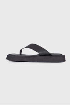 Black square toe slippers