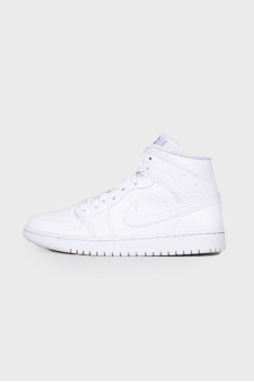 Embossed white high top sneakers