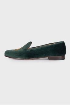 Suede green ballerina shoes