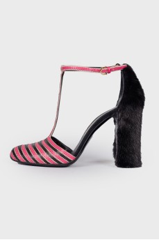 Fata sandals with fur heel