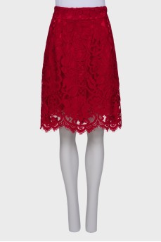 Lace red skirt