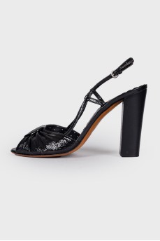 Black Patent Heeled Sandals