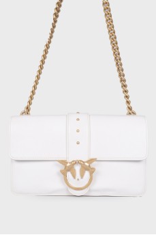 White and gold leather bag