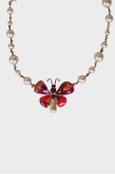 Necklace Gripoix A15 S Butterfly Faux Pearl Summer 2015