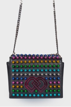 Bag with colored metal rhinestones