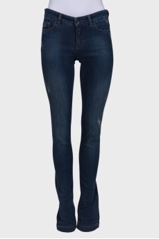 Blue distressed skinny jeans