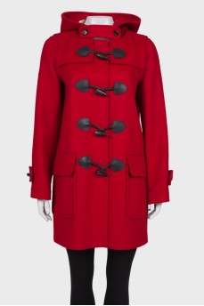Wool coat with toggles