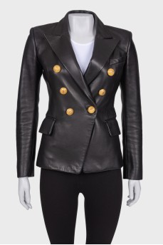Leather jacket with gold hardware