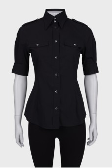 Black blouse with breast pockets