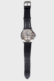 Men's watch with silver hardware