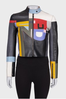 Leather jacket multicolor