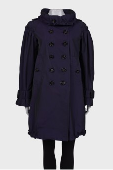 Violet double breasted trench coat