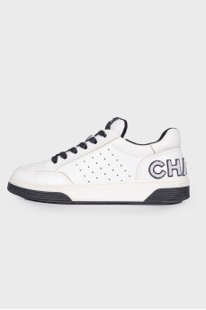 Leather sneakers with brand logo on the back