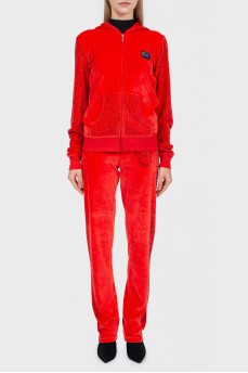Red velor suit
