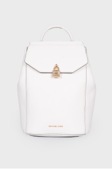 Leather white backpack