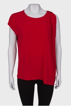 Asymmetry red blouse