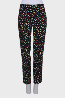 Straight leg trousers with color print