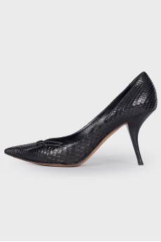 Black python leather shoes