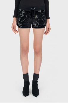 Black plush micro shorts
