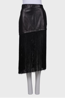 Fringed leather skirt