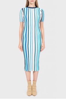 White-navy-blue striped dress