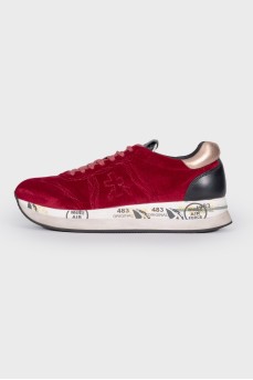 Velor red sneakers