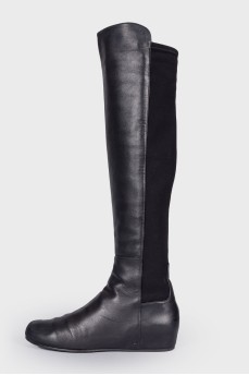 Boots in leather and textile