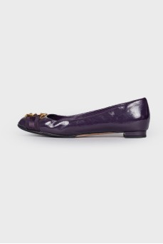 Purple patent ballerina shoes