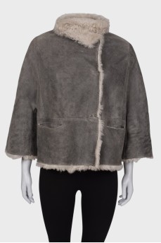 Sheepskin coat made of genuine leather