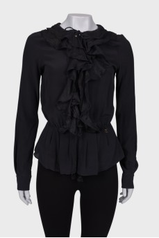 Black blouse with ruffles