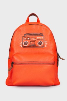 Coral leather backpack