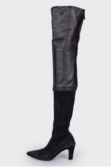 Combined black over the knee boots