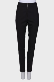 Black wool trousers with zippers