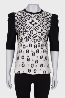Black and white wool blouse